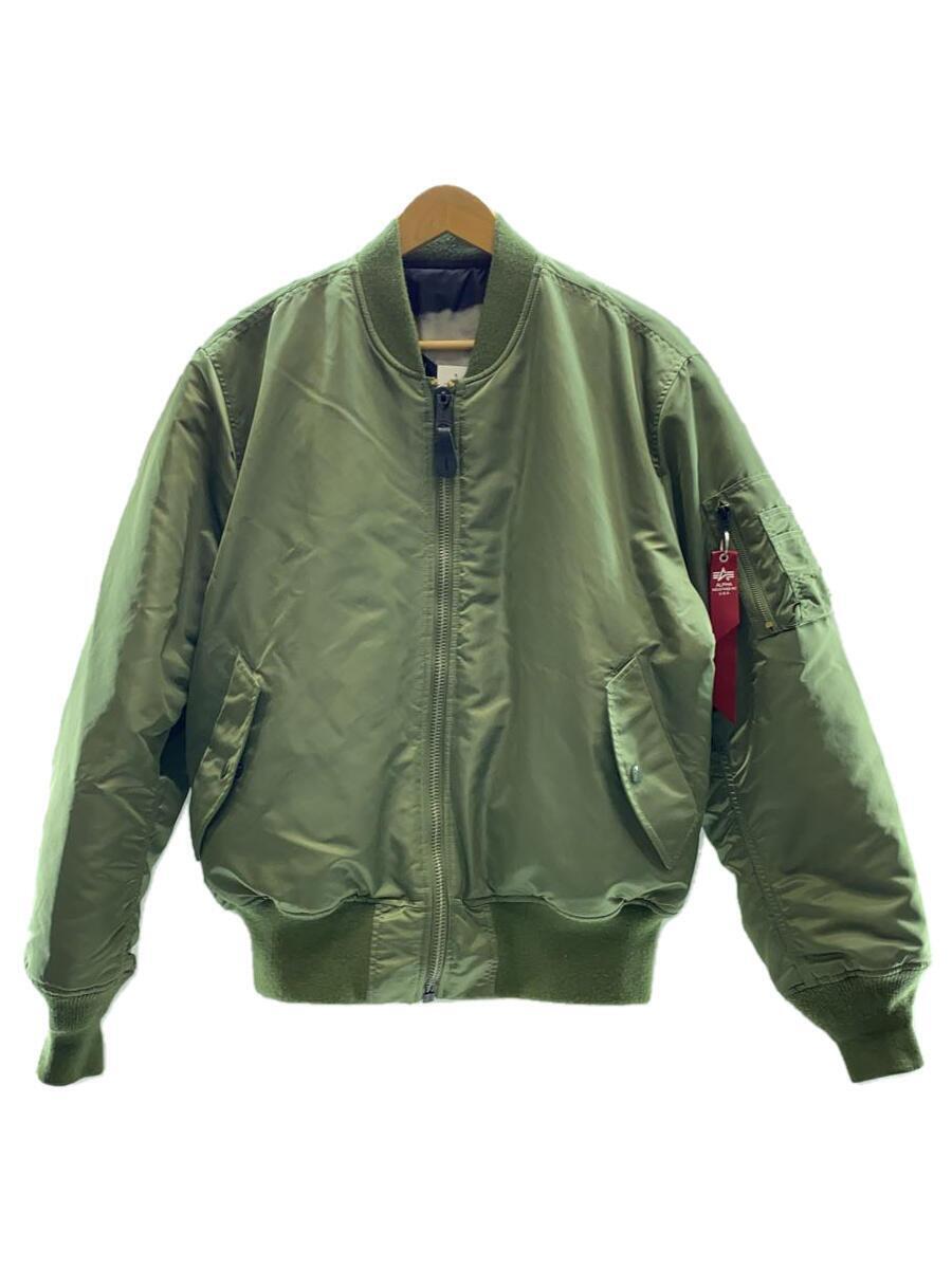 ALPHA INDUSTRIES◆MA-1/フライトジャケット/L/ナイロン/カーキ/リバーシブル/フォトプリント/ta0411-9003_画像1