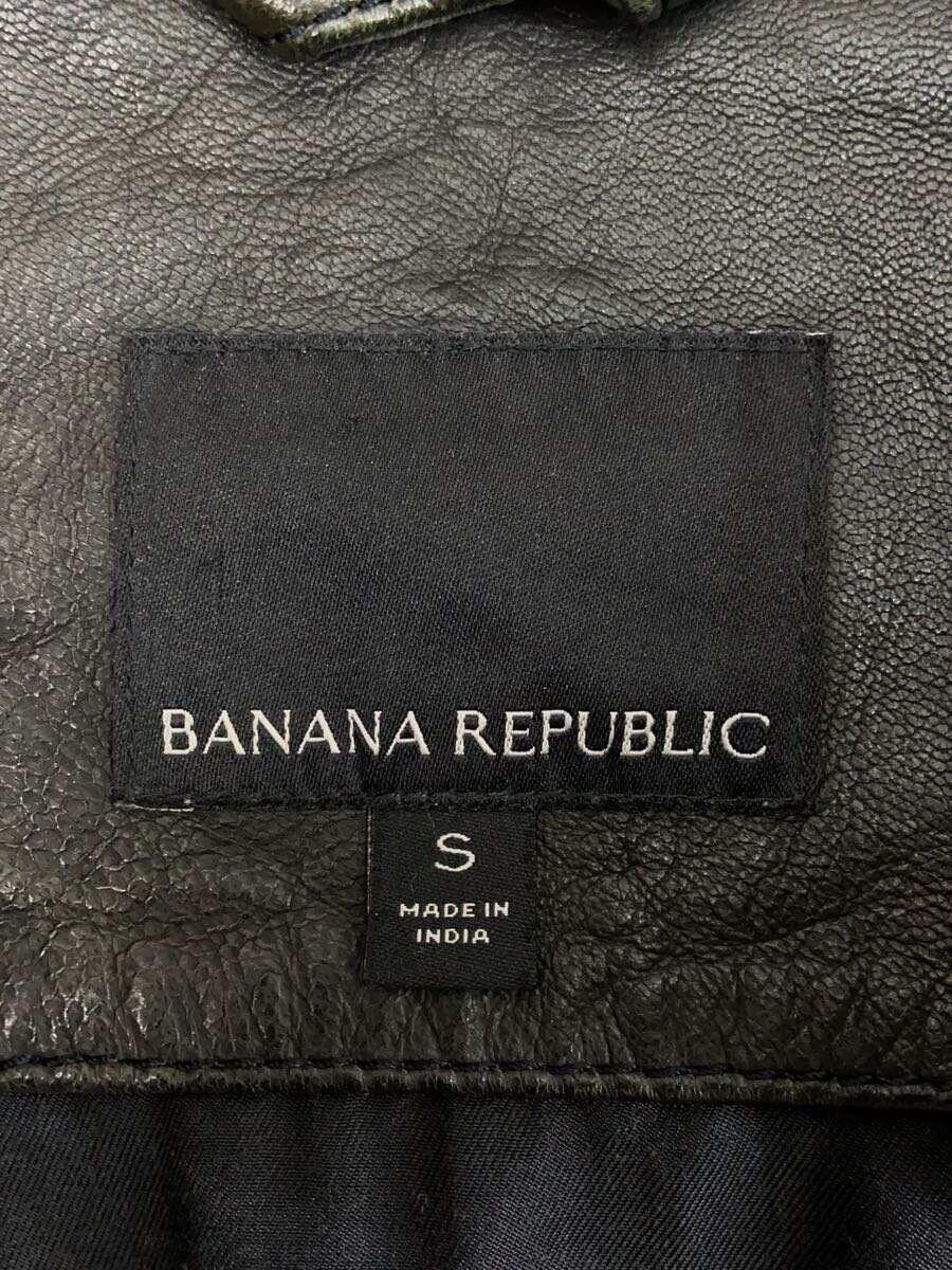 BANANA REPUBLIC◆シングルライダースジャケット/S/牛革/BLK/無地/00ｓ_画像3