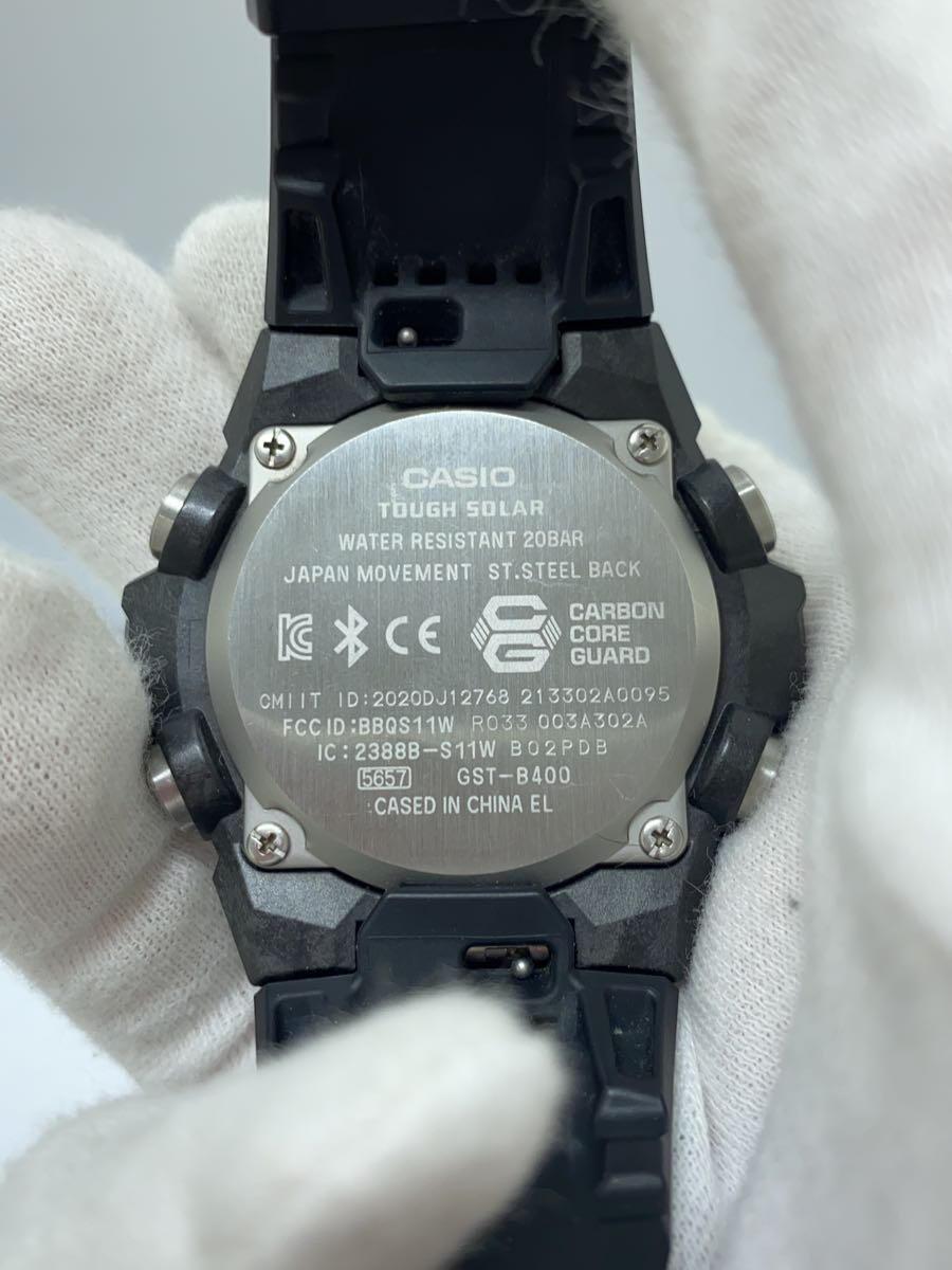 CASIO◆クォーツ腕時計/アナログ/ラバー/BLK/BLK/GST-B400_画像3