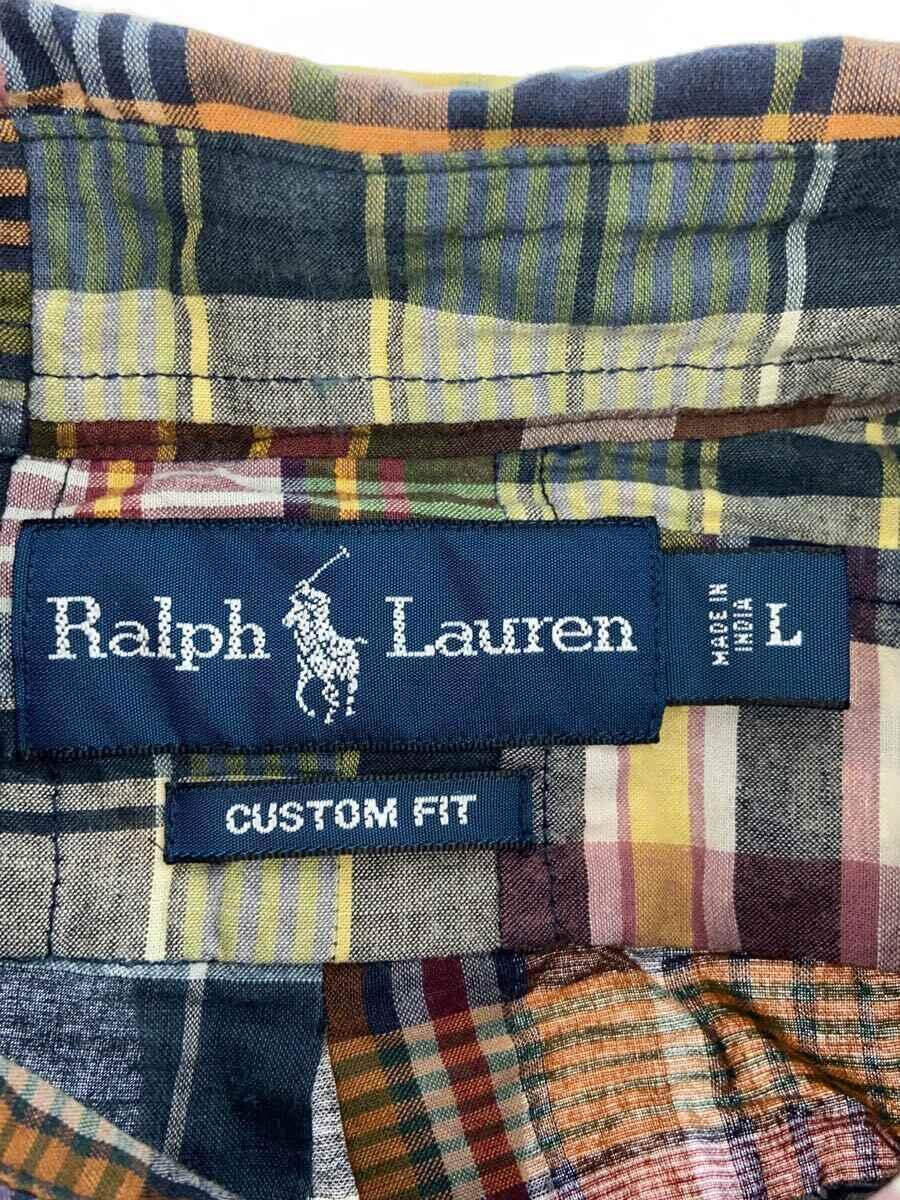 RALPH LAUREN◆長袖シャツ/L/コットン/マルチカラー/チェック/パッチワーク_画像3