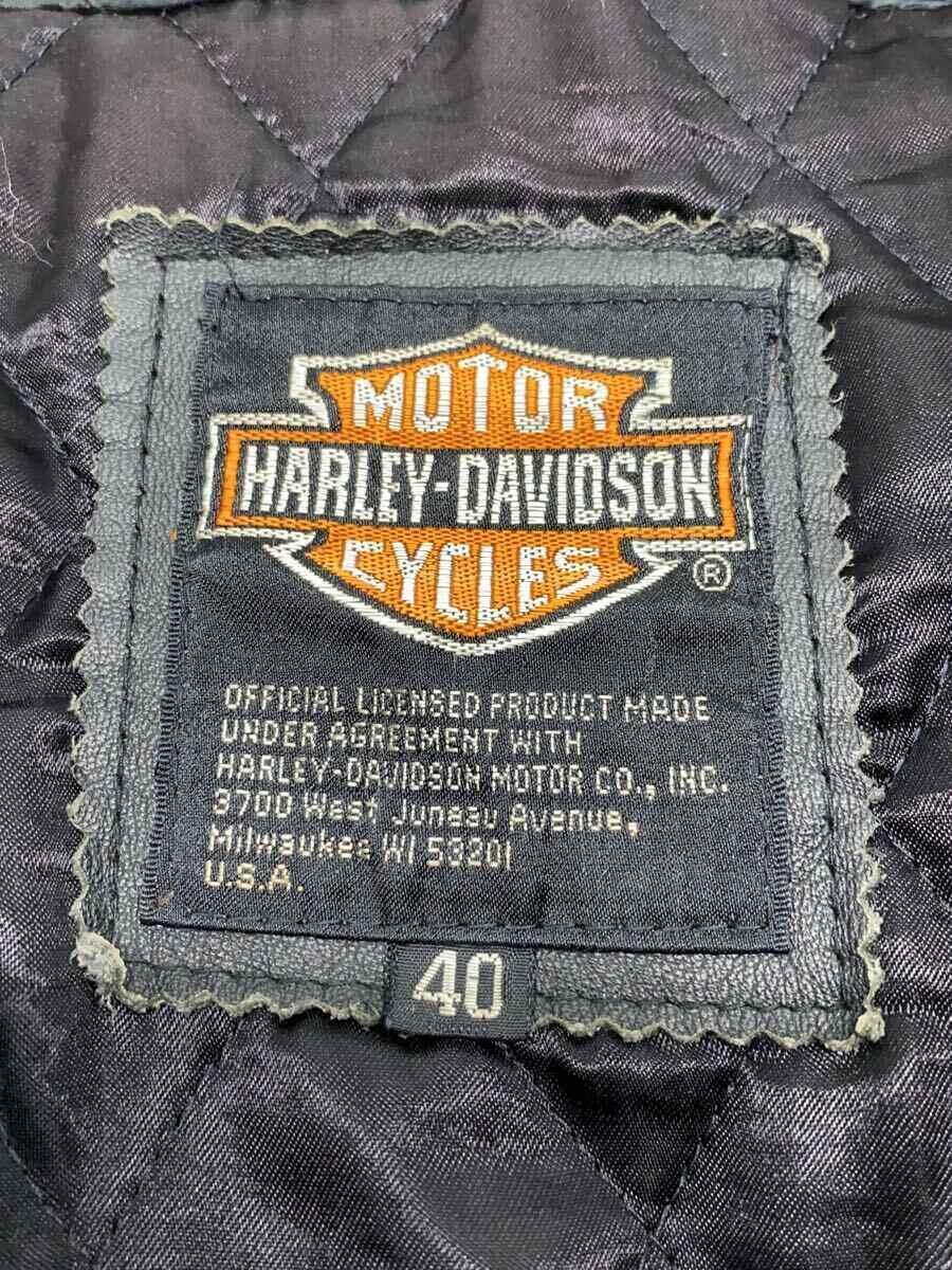 HARLEY DAVIDSON◆ダブルライダースジャケット/40/牛革/BLK/無地_画像3