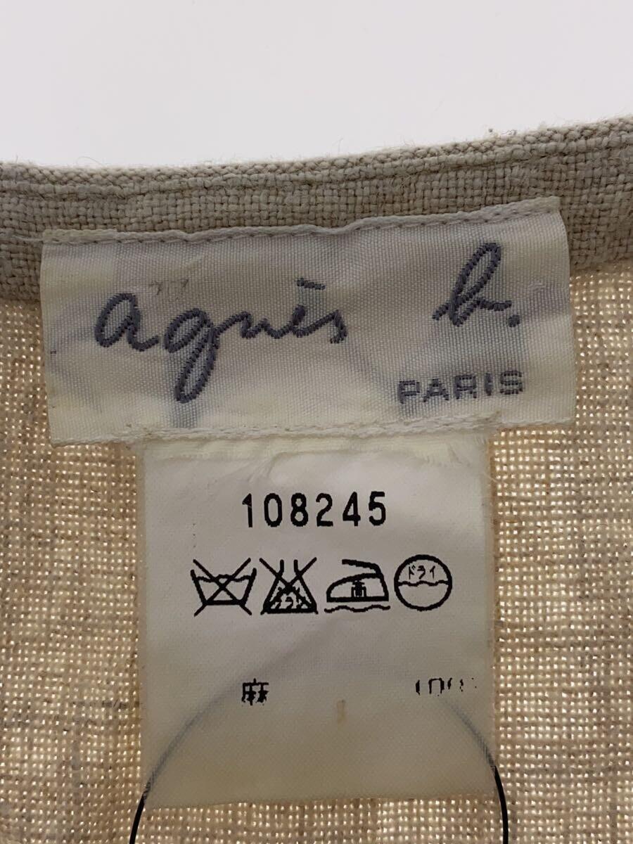agnes b.◆90s/初期/フランス製/ノースリーブワンピース/-/リネン/BEG_画像3