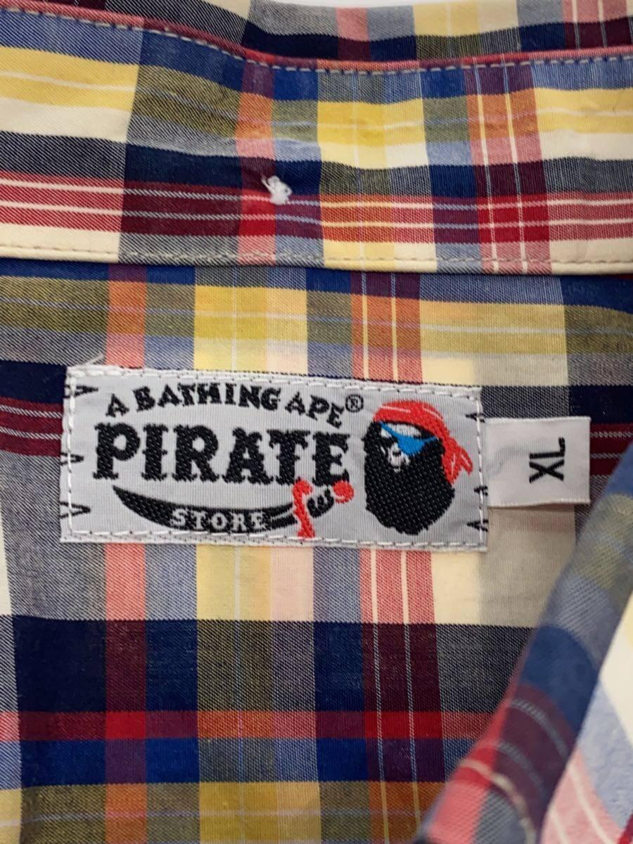 A BATHING APE◆ボタンダウンシャツ/XL/コットン/RED/チェック/4860-131-003_画像3