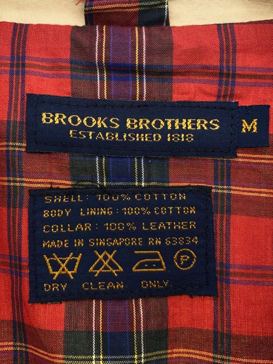 BROOKS BROTHERS◆コート/M/コットン/BEG/襟レザー切替/シンガポール製_画像3