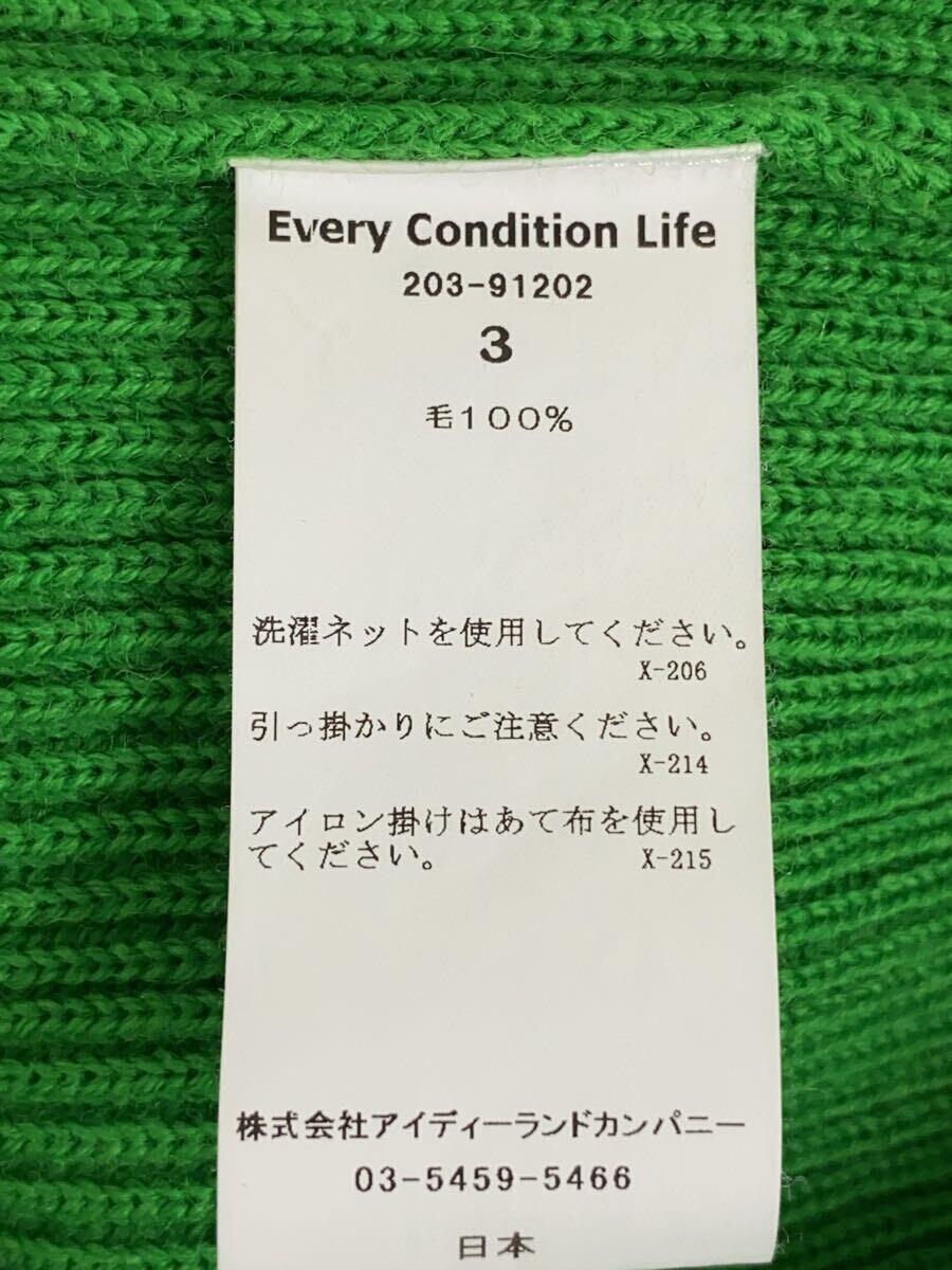 EVCON◆Crew Neck Sweater Green/3/ウール/グリーン/無地/エビコン_画像4