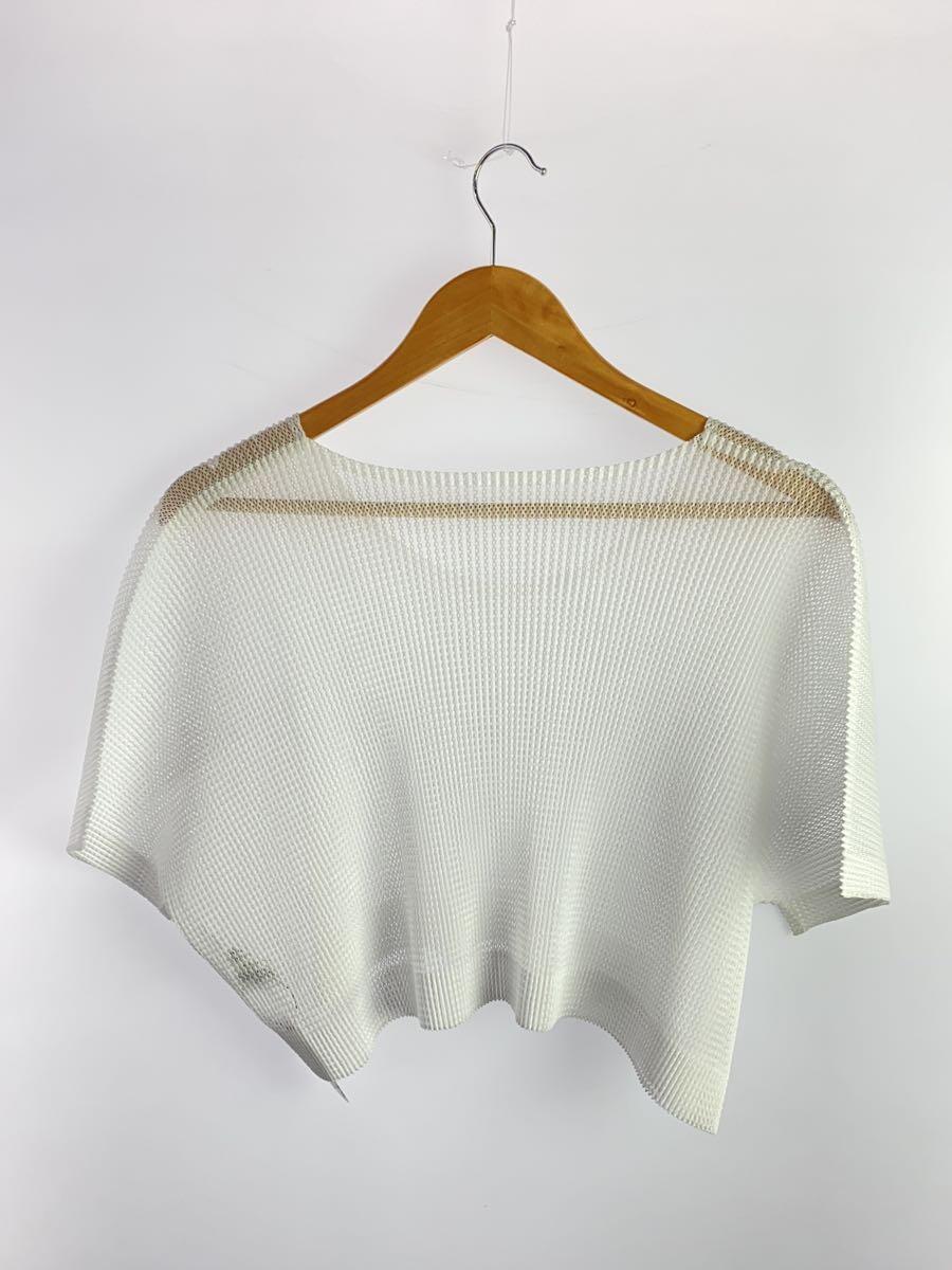 PLEATS PLEASE ISSEY MIYAKE◆メッシュプリーツカットソーTシャツ/3/ポリエステル/WHT/無地/PP51-FK252_画像2