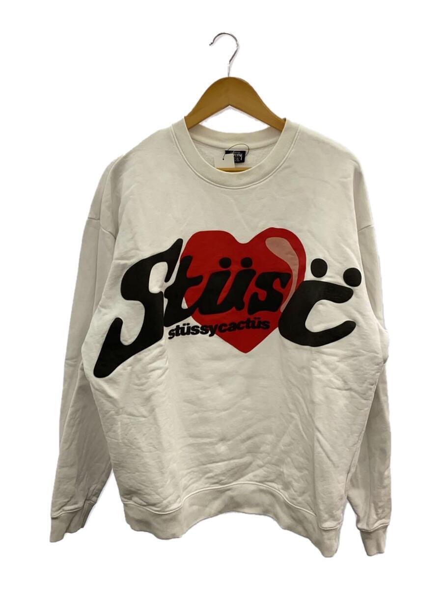 STUSSY◆×CPFM/HEART CREWNECK SWEATSHIRT/L/コットン/ホワイト/_画像1