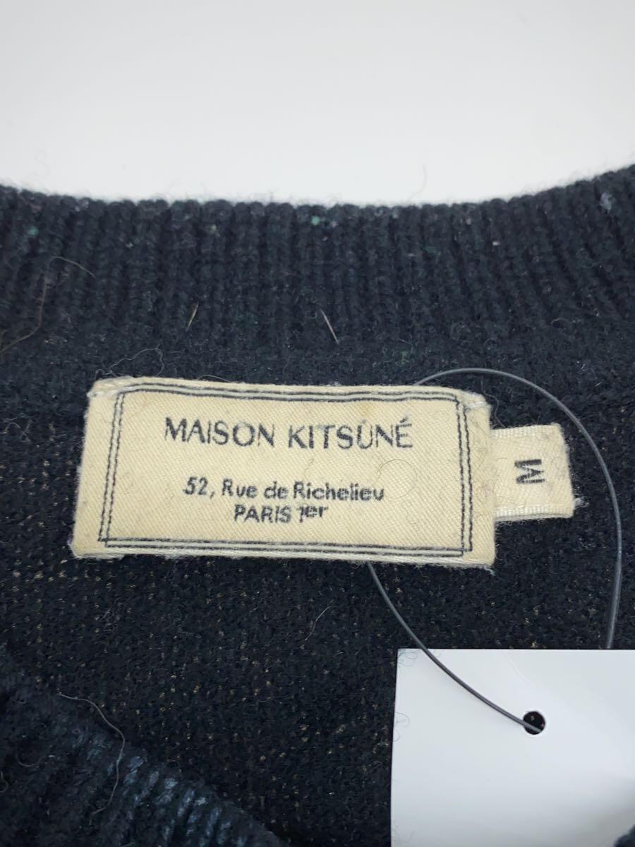 MAISON KITSUNE◆ラムウールニット/セーター/M/BLK/無地/FM00503KT1014_画像3