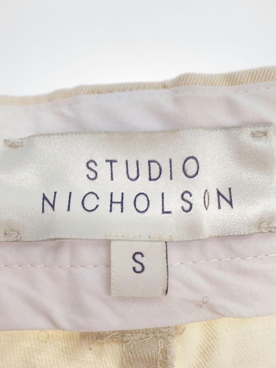 STUDIO NICHOLSON◆状態考慮/Deep Pleat Volume Pant/S/コットン/CRM/SNM-351_画像4