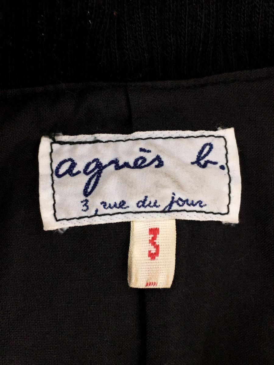 agnes b.◆フランス製/レザージャケット・ブルゾン/3/レザー/BLK/無地//_画像3