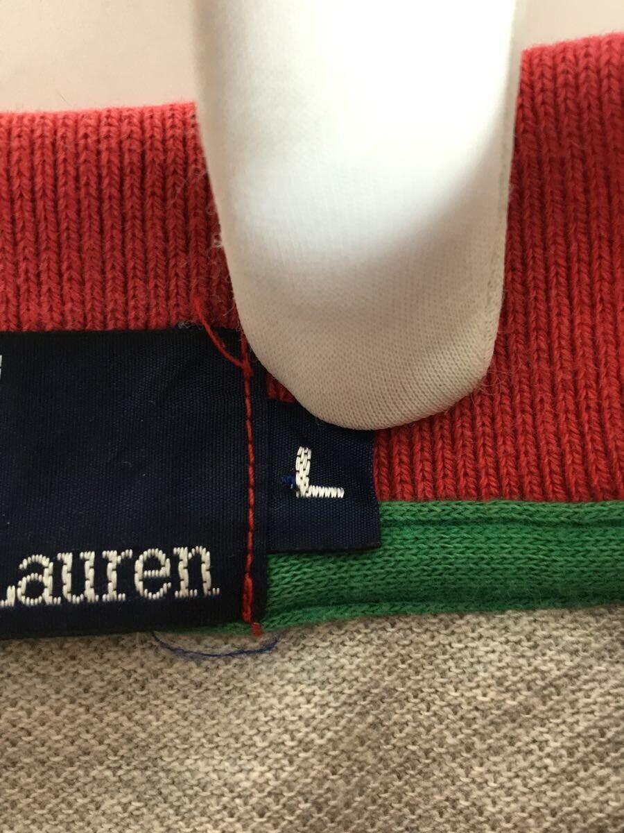 POLO RALPH LAUREN◆90s/ポロシャツ/L/コットン/マルチカラー/ボーダー/裾汚れ有//_画像4