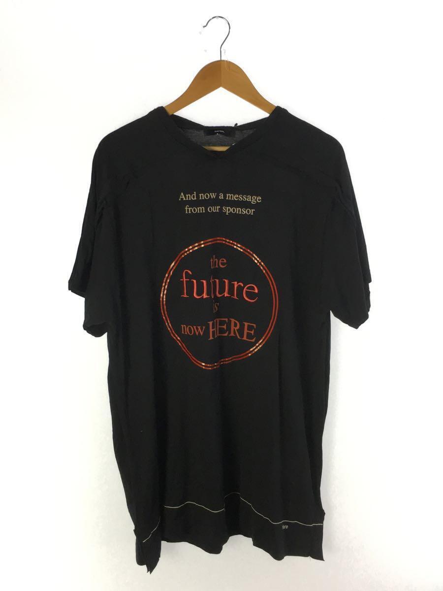 DIESEL◆T-JIP-D/ストレッチ オーバルDジッププル ジップディティールTシャツ/XS/コットン/BLK//_画像1