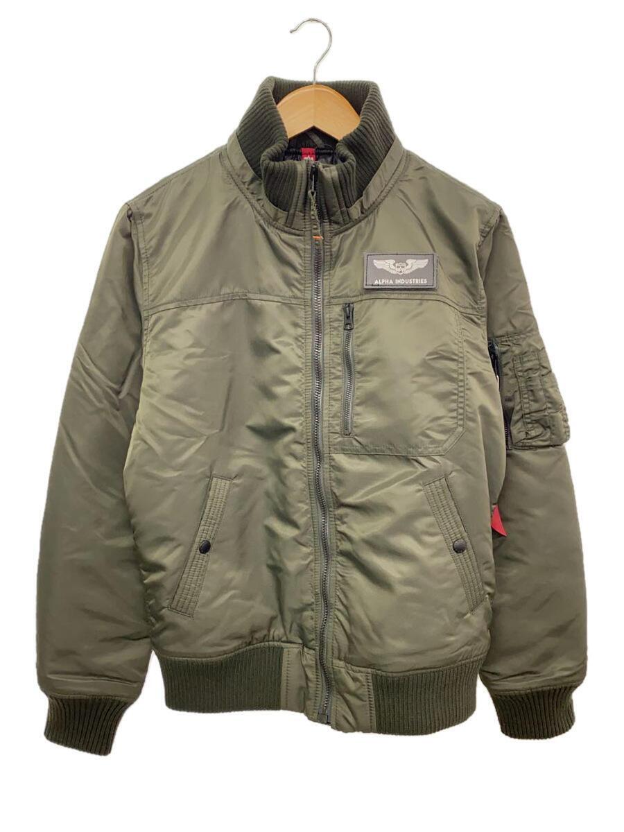 ALPHA INDUSTRIES◆フーデットリブジャケット/フライトジャケット/M/ナイロン/KHK/TA1571-076_画像1