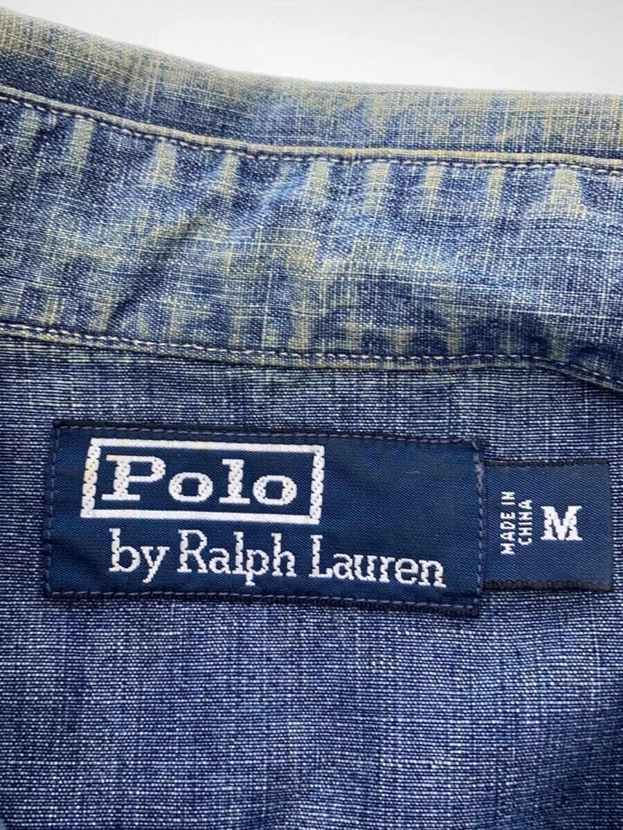 POLO RALPH LAUREN◆長袖シャツ/M/コットン/IDG/無地//_画像3