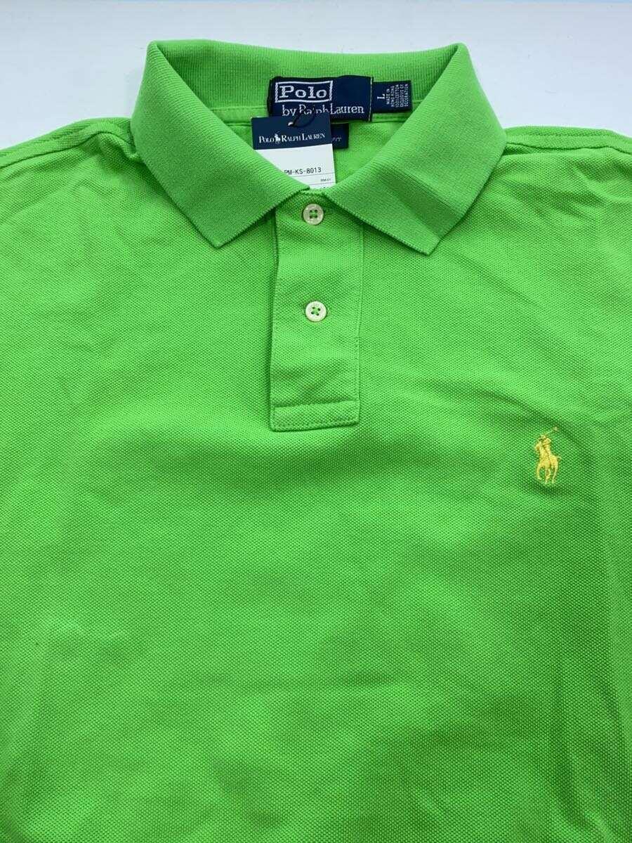 POLO RALPH LAUREN◆ポロシャツ/L/コットン/GRN/無地/グリーン/半袖/タグ付き/美品///_画像4