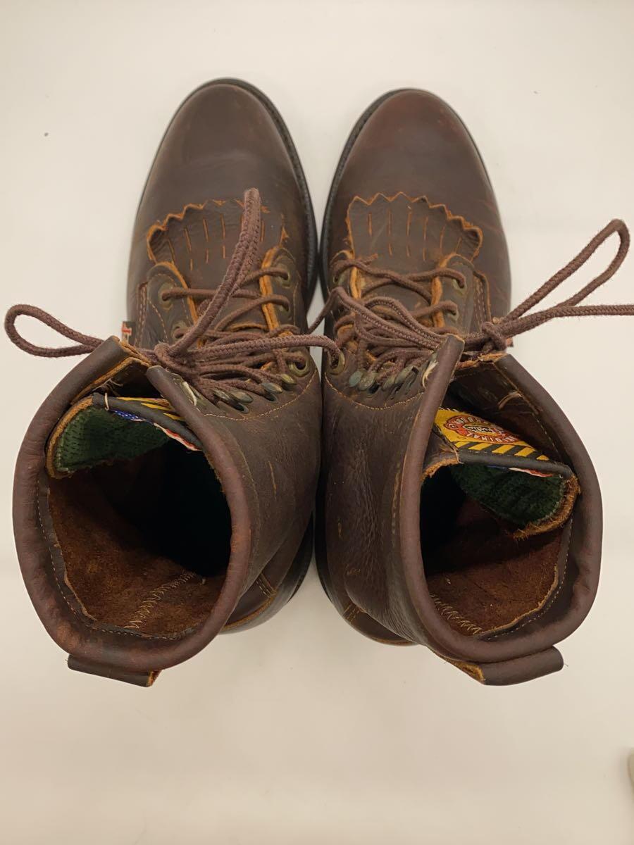 Justin BOOTS◆レースアップブーツ/BRIAR PITSTOP LEATHER/US8/BRW/レザー/0761_画像3