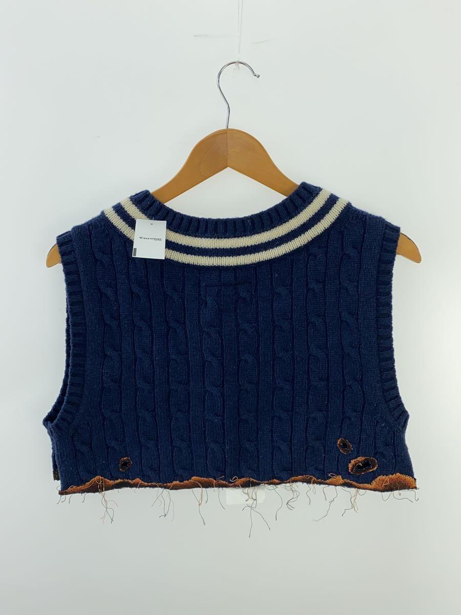 doublet◆BURNING EMBROIDERY KNIT VEST/ニットベスト/48/NVY/紺/ベスト_画像2