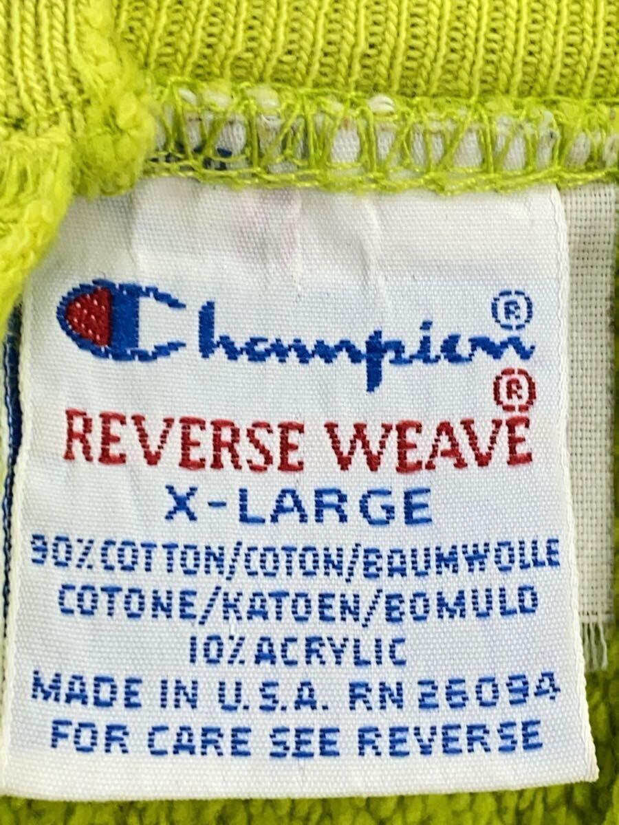 Champion◆スウェット/XL/コットン/GRN/90s/REVERSEWEAVE/ライムグリーン_画像4