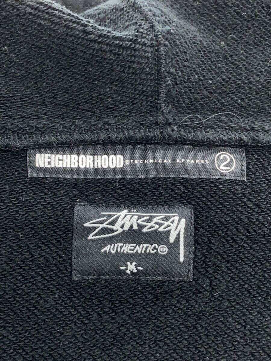 STUSSY◆ジップパーカー/M/コットン/BLK_画像3