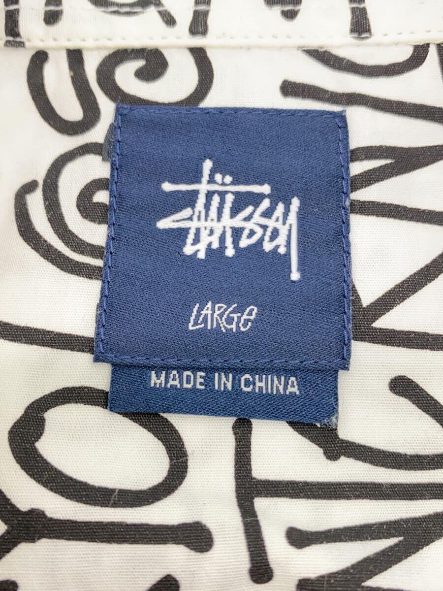 STUSSY◆長袖シャツ/L/コットン/WHT/総柄/ワールドツアー/_画像3