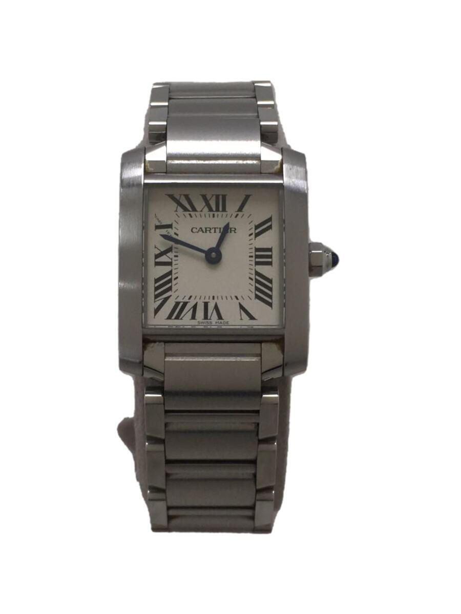 Cartier◆クォーツ腕時計/アナログ/ホワイト/シルバー/タンクフランセーズ/カルティエ_画像1