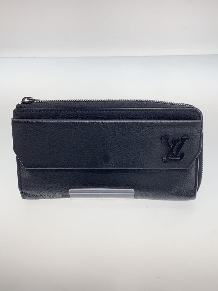 LOUIS VUITTON◆ジッピー・ウォレット_LVアエログラム_BLK/レザー/BLK/メンズ_画像1