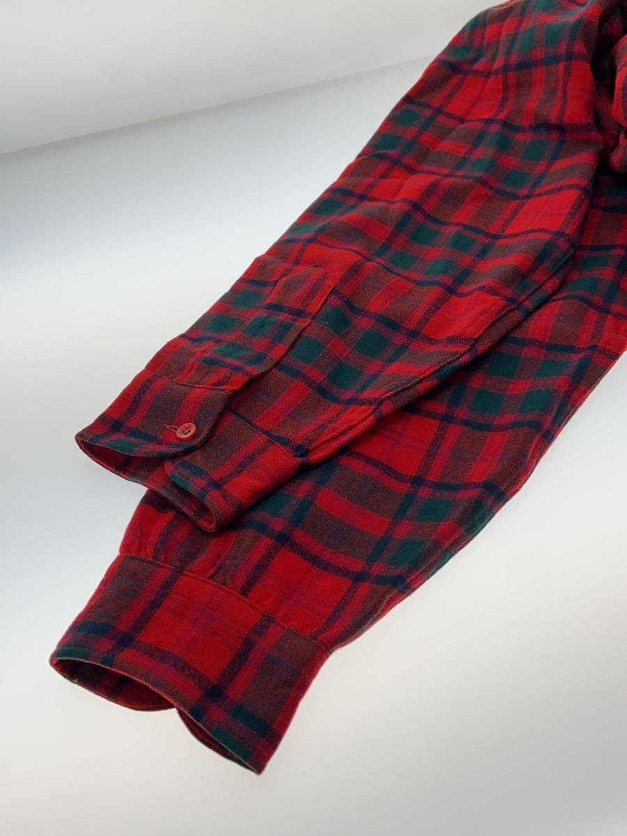 PENDLETON◆長袖シャツ/XL/ウール/RED/オンブレCK_画像4