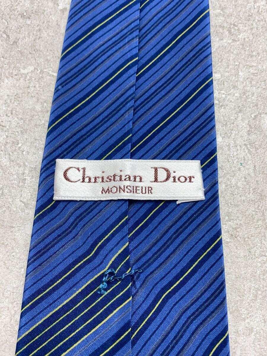 Christian Dior MONSIEUR◆ネクタイ/シルク/BLU/ストライプ/メンズ_画像3