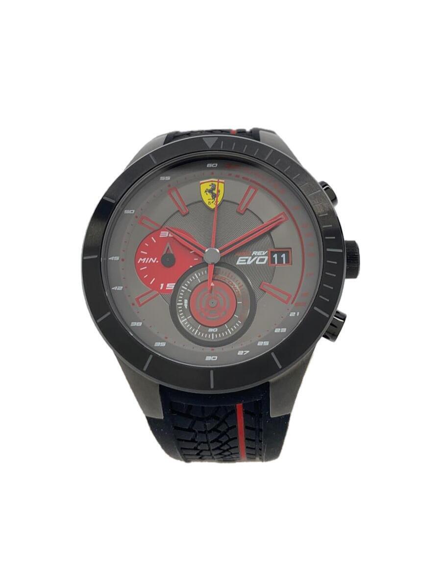 Ferrari◆クォーツ腕時計/アナログ/ラバー/SLV/BLK/SF.25.1.34.0284_画像1
