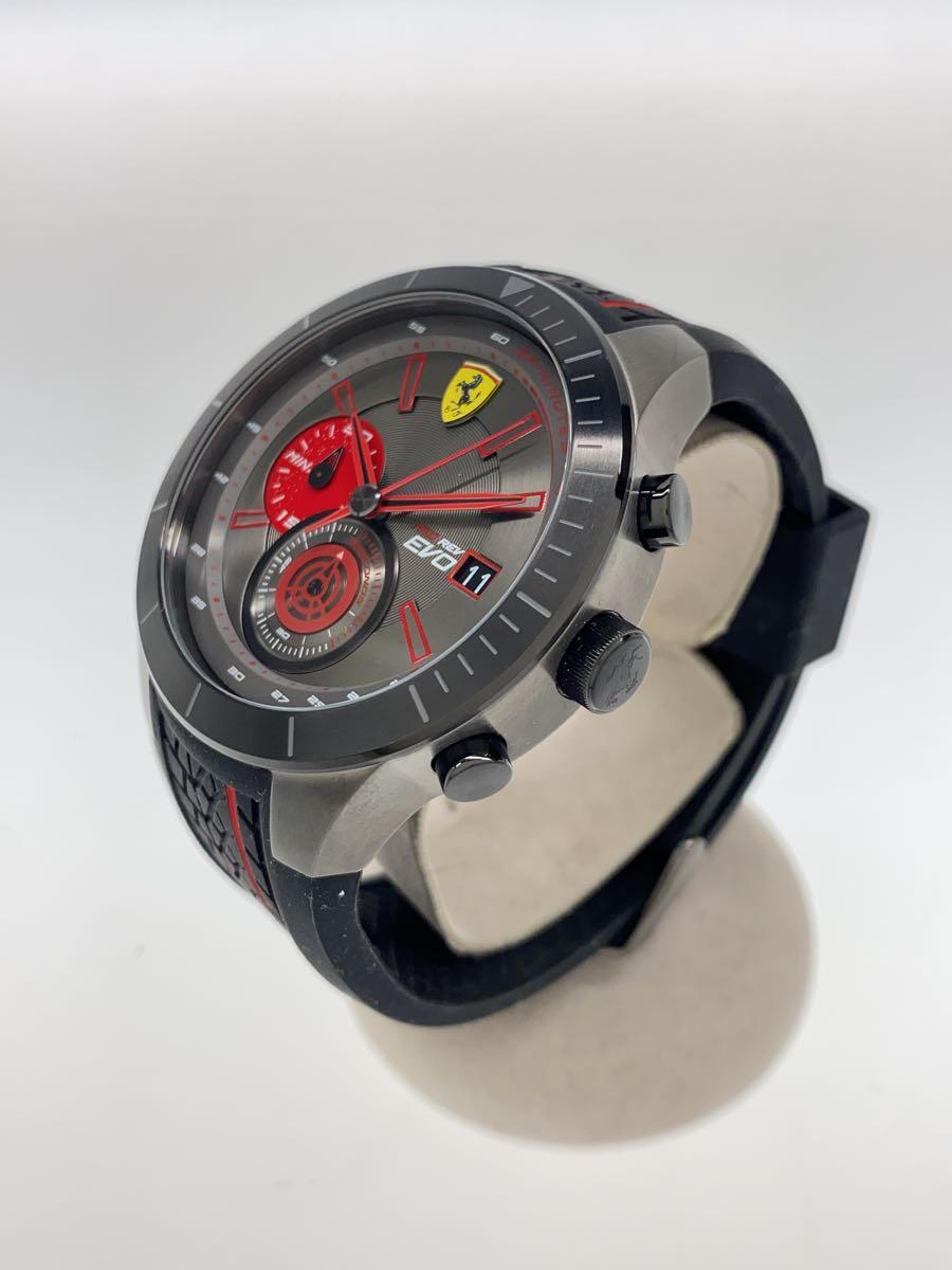 Ferrari◆クォーツ腕時計/アナログ/ラバー/SLV/BLK/SF.25.1.34.0284_画像2