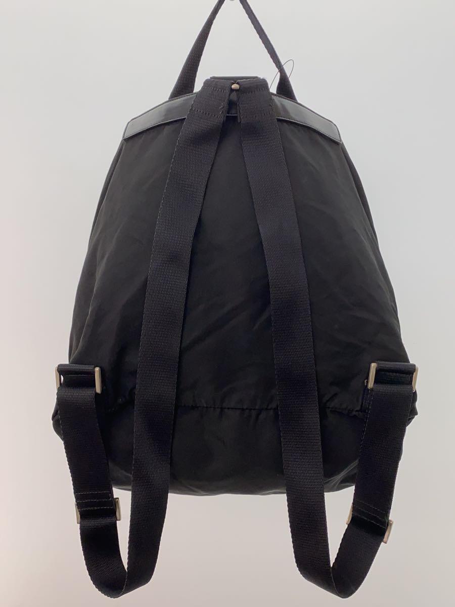 PRADA◇リュック/ナイロン/ブラック/無地/ポケット×2/内ポケット PRADA◇リュック/ナイロン/ブラック/無地/ポケット×2/内ポケット