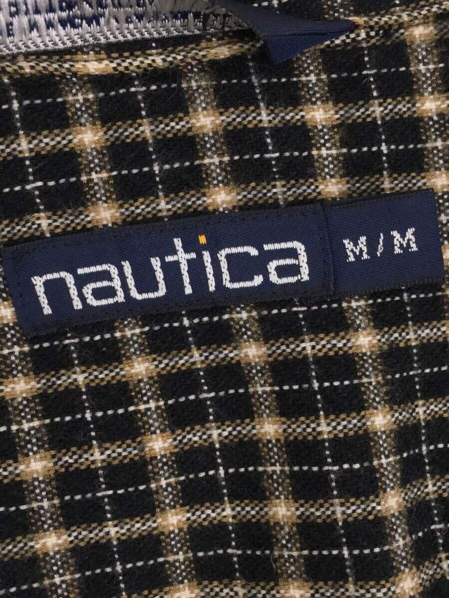 NAUTICA◆長袖シャツ/M/コットン/BLK/チェック//_画像3