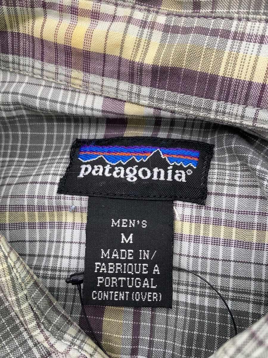 patagonia◆長袖シャツ/M/コットン/GRY/チェック/袖シミ有/シミ有/パタゴニア_画像3