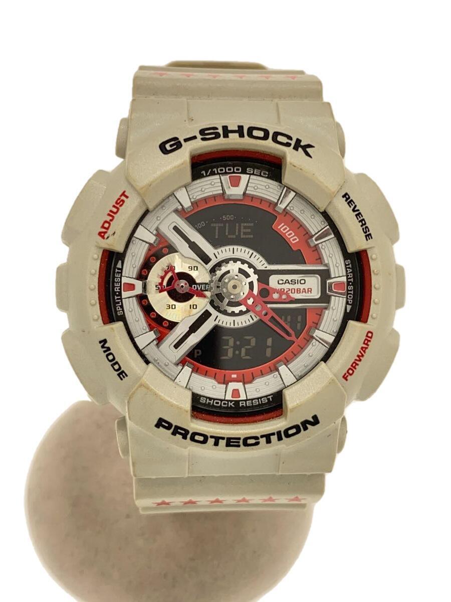 CASIO◆クォーツ腕時計・G-SHOCK/デジアナ/ラバー/WHT/WHT_画像1