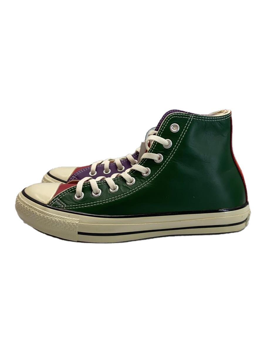 CONVERSE◆LEATHER ALL STAR CC HI MULTI/26.5cm/グリーン×パープル/1C1326_画像1