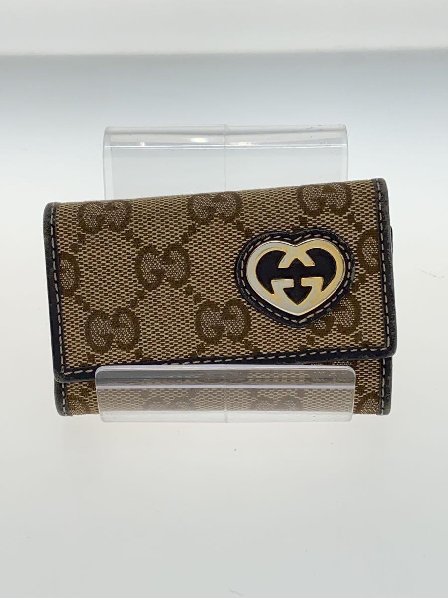 GUCCI◆キーケース_ラブリー_GGキャンバス/ステンレス/BRW/レディース_画像1