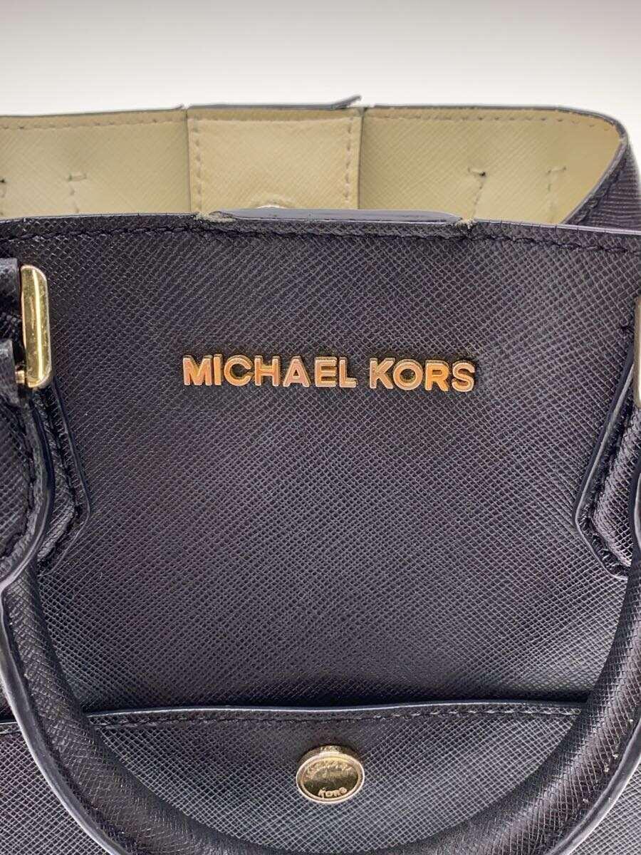 MICHAEL KORS◆ショルダーバッグ/レザー/BLK/無地/30S5GGRT6U/パイピング・内側一部ひび割_画像5