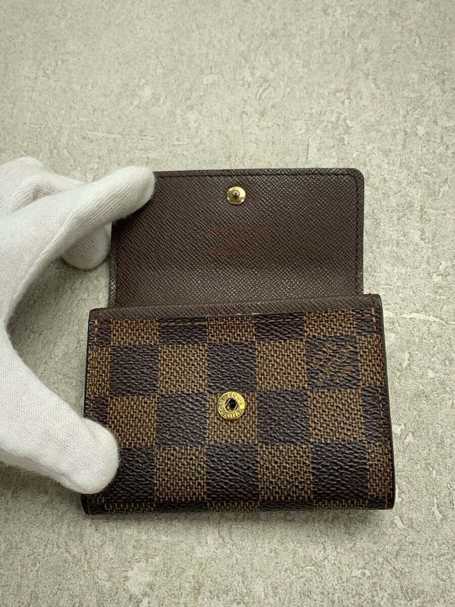 LOUIS VUITTON◆ポルト・モネ・プラ_ダミエ・エベヌ_BRW/PVC/BRW/メンズ_画像4