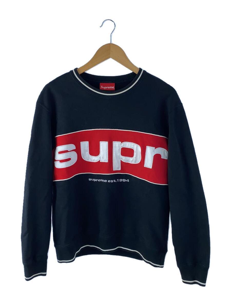 Supreme◆スウェット/S/コットン/BLK/19AW/Piping Crewneck/シミ有_画像1