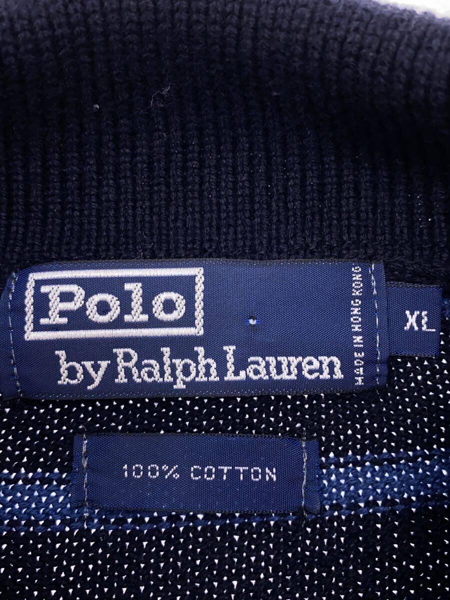 POLO RALPH LAUREN◆L/Sニットポロシャツ/XL/コットン/NVY/ボーダー_画像3