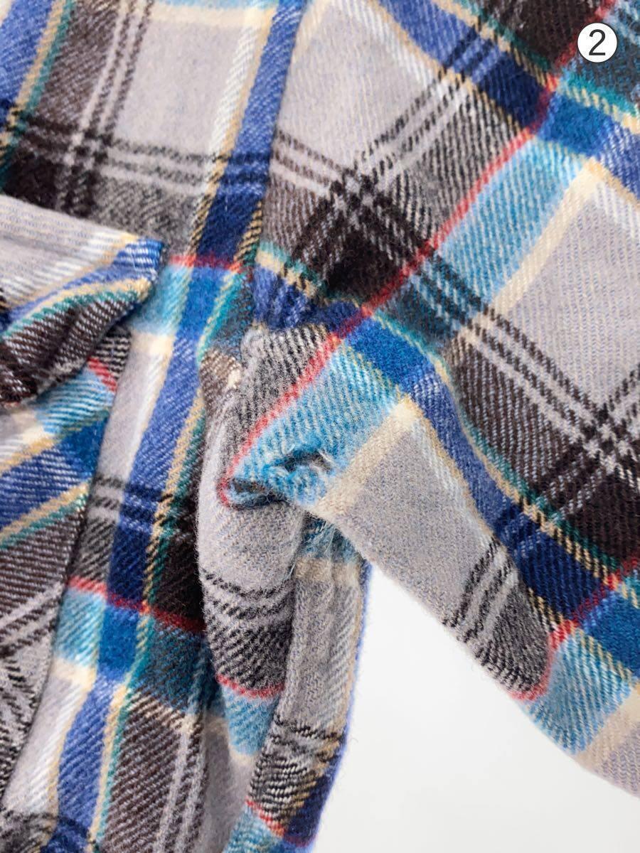 PENDLETON◆ネルシャツ/70S/MADE IN USA/エルボーパッチ/L/ウール/グレー/チェック_画像6