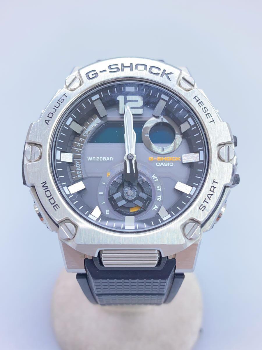 CASIO◆ソーラー腕時計_G-SHOCK/デジアナ/ラバー/BLK/BLK_画像1