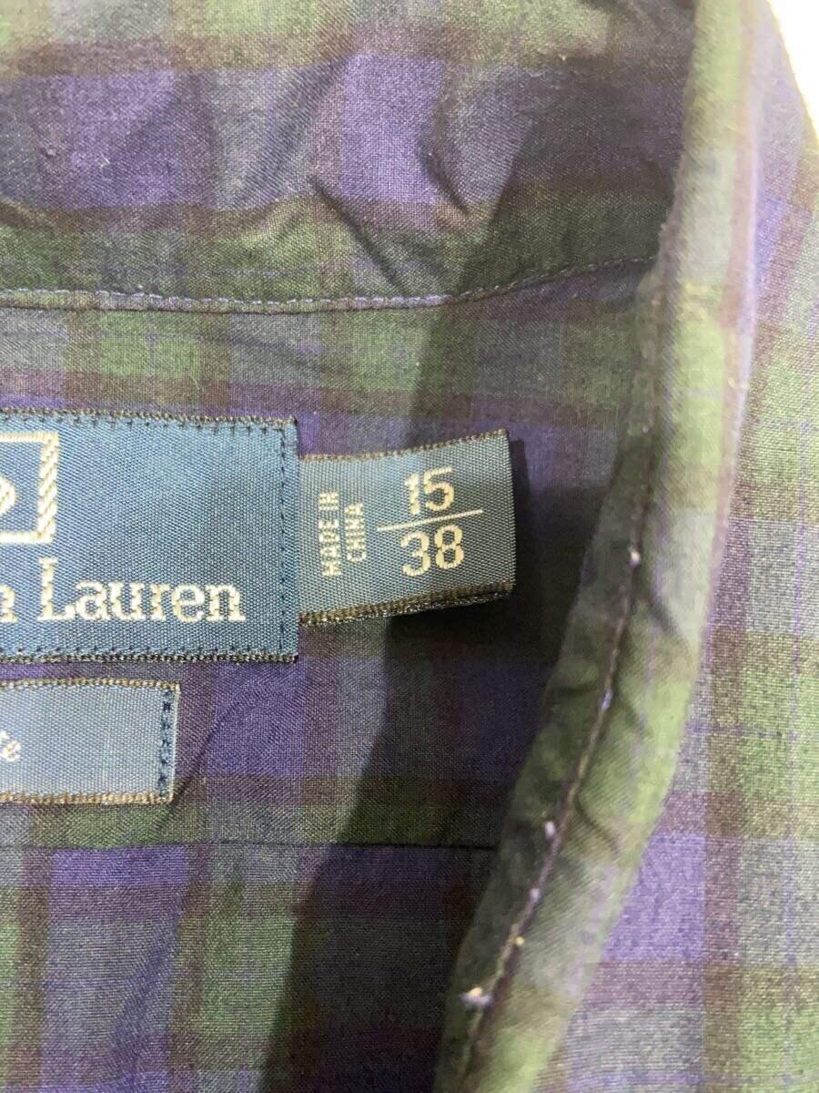 POLO RALPH LAUREN◆長袖シャツ/38/コットン/GRN/チェック_画像4