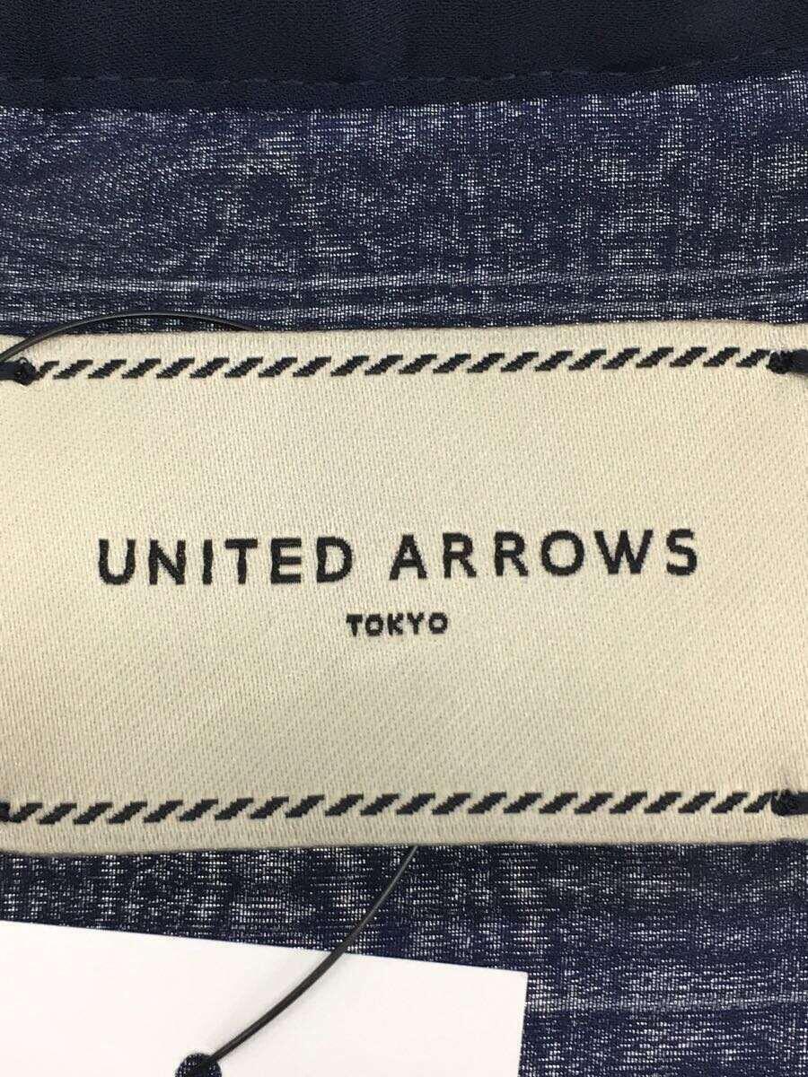 UNITED ARROWS◆バンドカラーシアーシャツ/長袖ブラウス/ポリエステル/NVY/ストライプ/1521-215-1219//_画像3