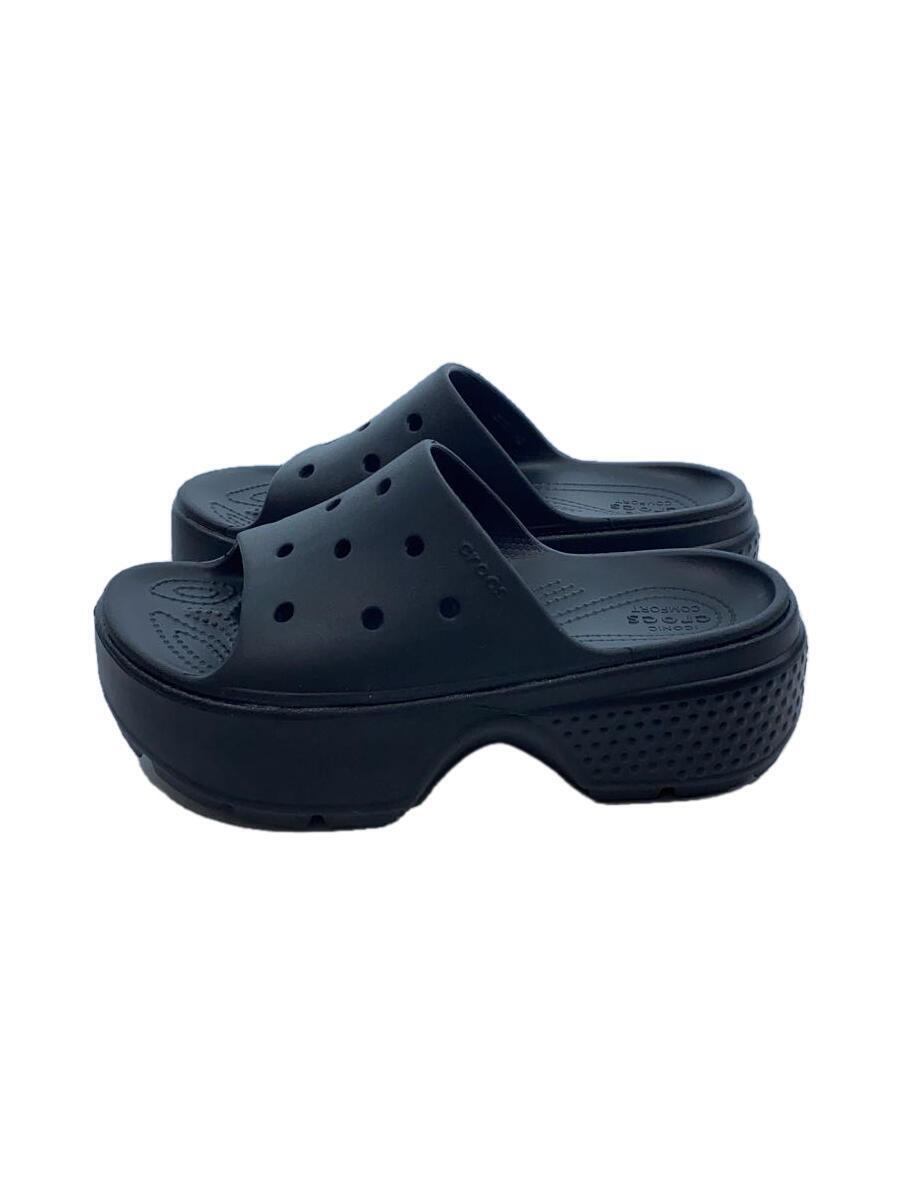 crocs◆サンダル/US7/BLK/厚底/ブラック/靴/黒/美品/_画像1