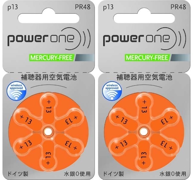 ○ パワーワン power one 補聴器用電池 PR48(13) 6粒入り 2個セット 送料込_画像1