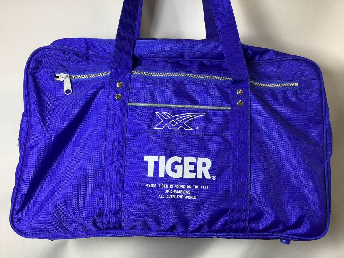 TIGER sport bag Asics onizuka Tiger sport Boston bag school blue blue Showa Retro that time thing present condition goods MI051211