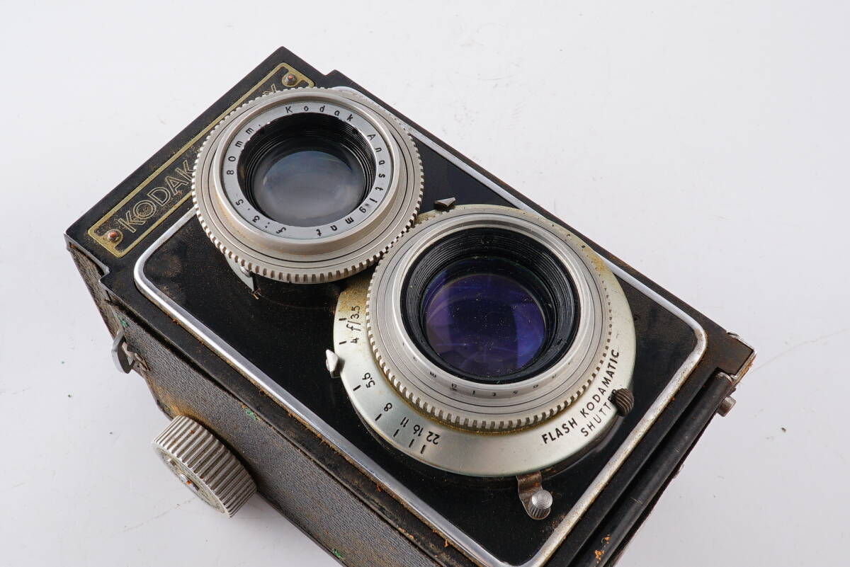 (C100) Kodak Reflex TLR Camera FLASH KODAMATIC SHUTTER 二眼レフ フィルムカメラの画像5