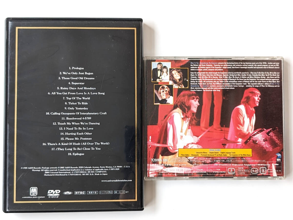 中古DVD 2組セット カーペンターズ REMEMBER THE CARPENTERS Close To You / CARPENTERS GOLD GREATEST HITSの画像2