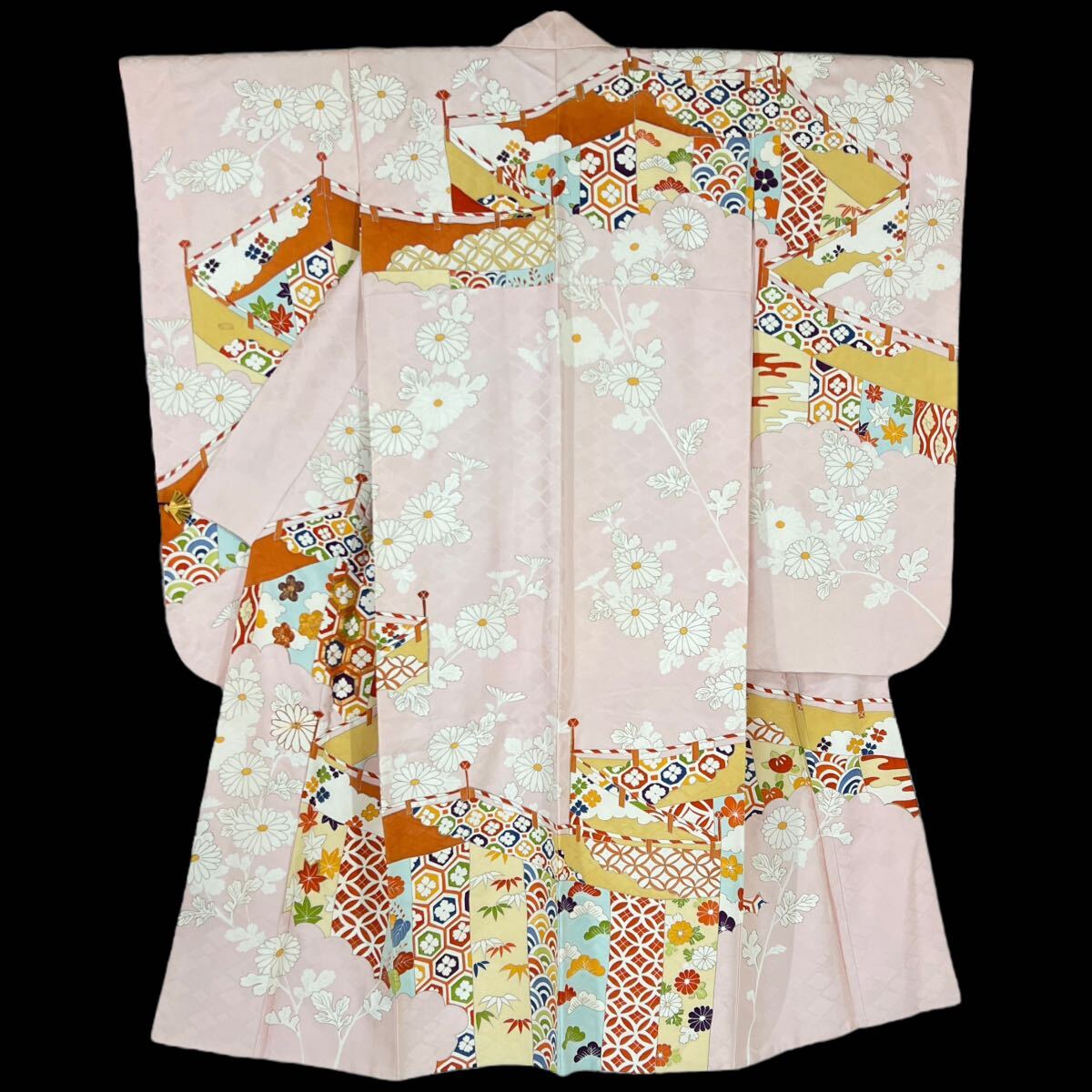 振袖 古典柄 袷着物 着物 きもの 成人式 リサイクル着物 kimono 中古 仕立て上がり 身丈154cm 裄丈62cm_画像4